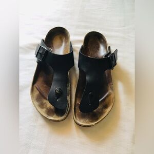 Birkenstock Black Leather Sandals with Buckle
